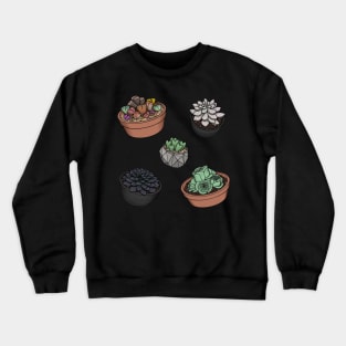 Cute Succulent Sticker Set 2 - Lithops, Ghost Plant, Heart Plant, Black Prince, Greenovia Rose Succulent Crewneck Sweatshirt